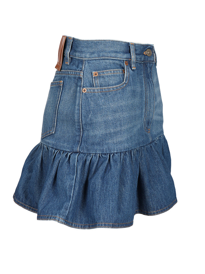 Valentino Garavani Denim Mini Skirt Skirts - Blue | 4fa4e7360de60a16c8c4172b676b5c5a44bec8c2