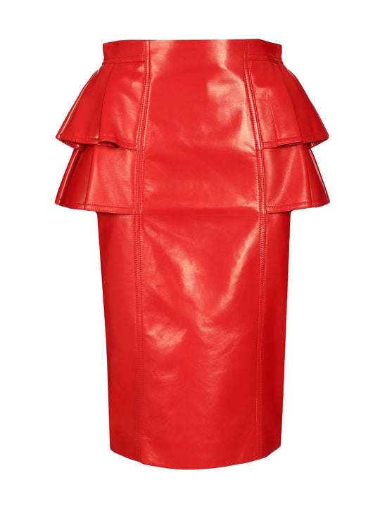 Leather Midi Skirt Skirts Red