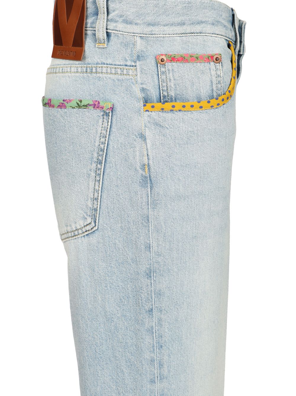 Valentino Garavani Denim Trousers With Embroidered Flower Trim Jeans - Blue | 49b5c96e73a7c6f8914f51e132a0739831c2d527