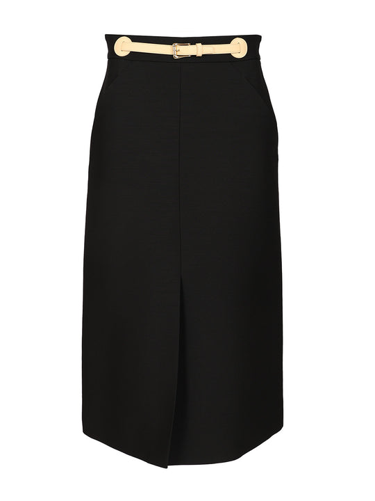 Wool And Silk Midi Skirt Skirts Black