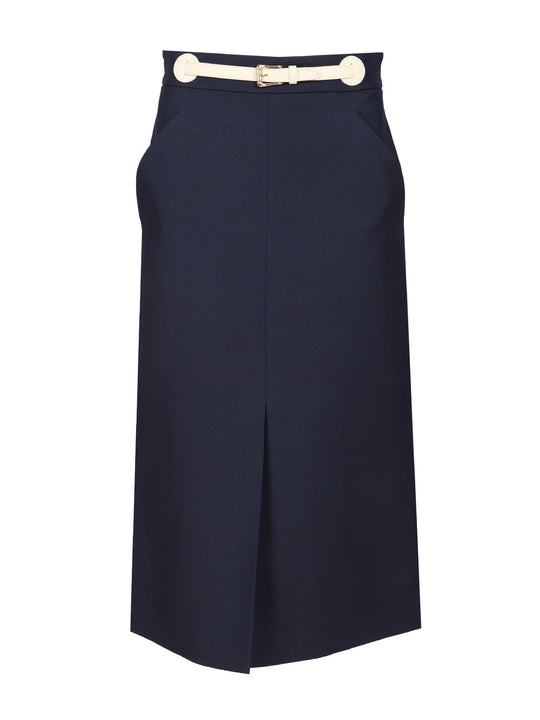 Wool And Silk Midi Skirt Skirts Blue