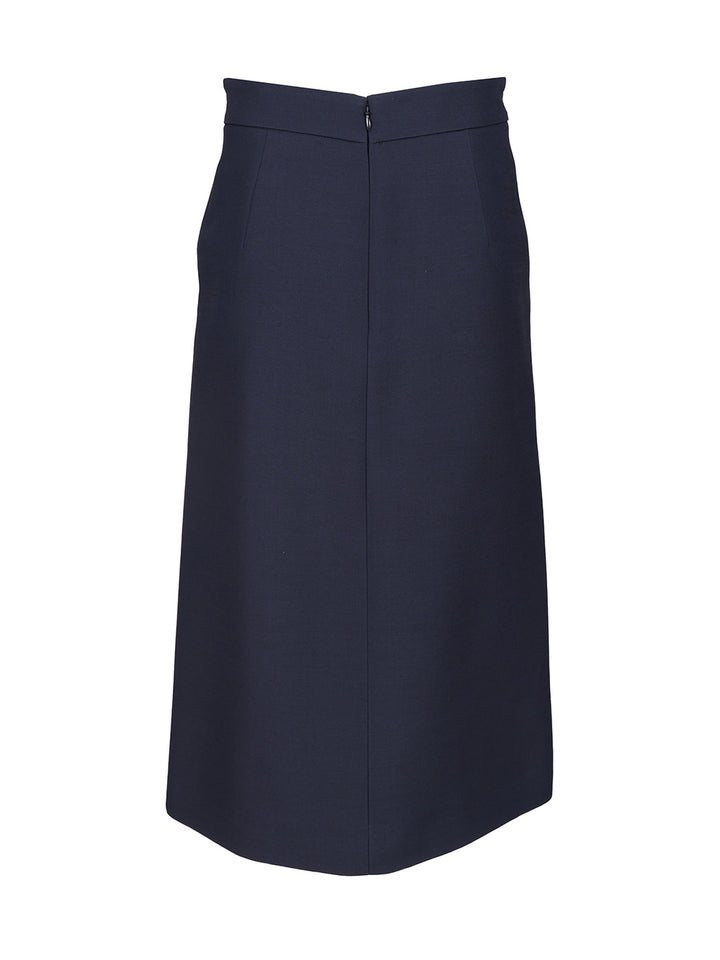 Valentino Garavani Wool And Silk Midi Skirt Skirts - Blue | 833f05f40c299d39a278065e2a15a4a89c5d3b8a