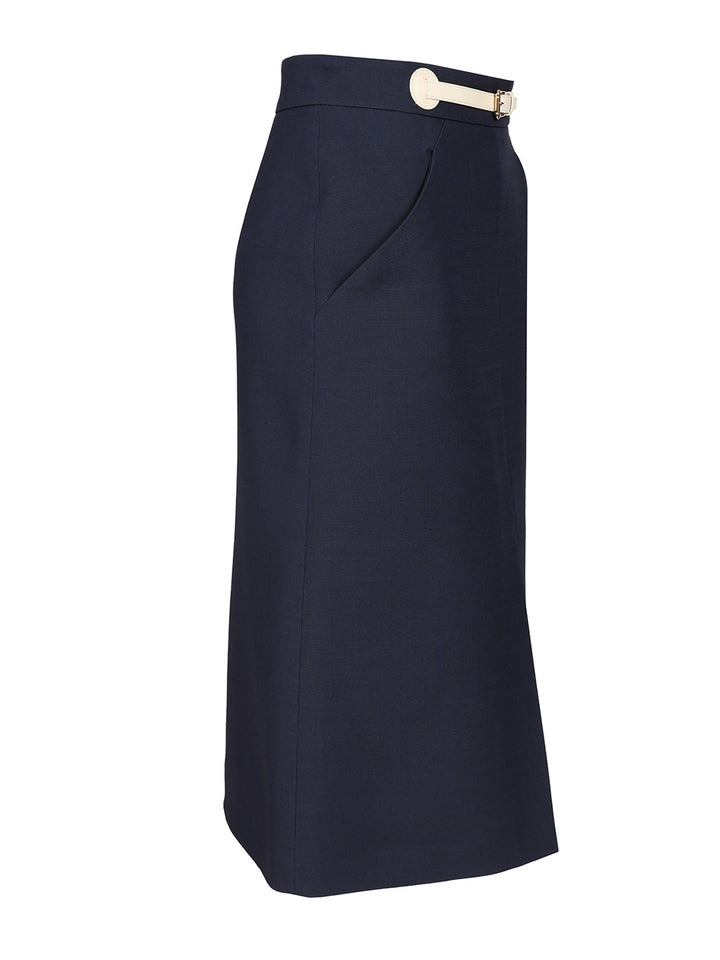 Valentino Garavani Wool And Silk Midi Skirt Skirts - Blue | 2e39ac495a27c58081b3a5310c8085f5218be9cb