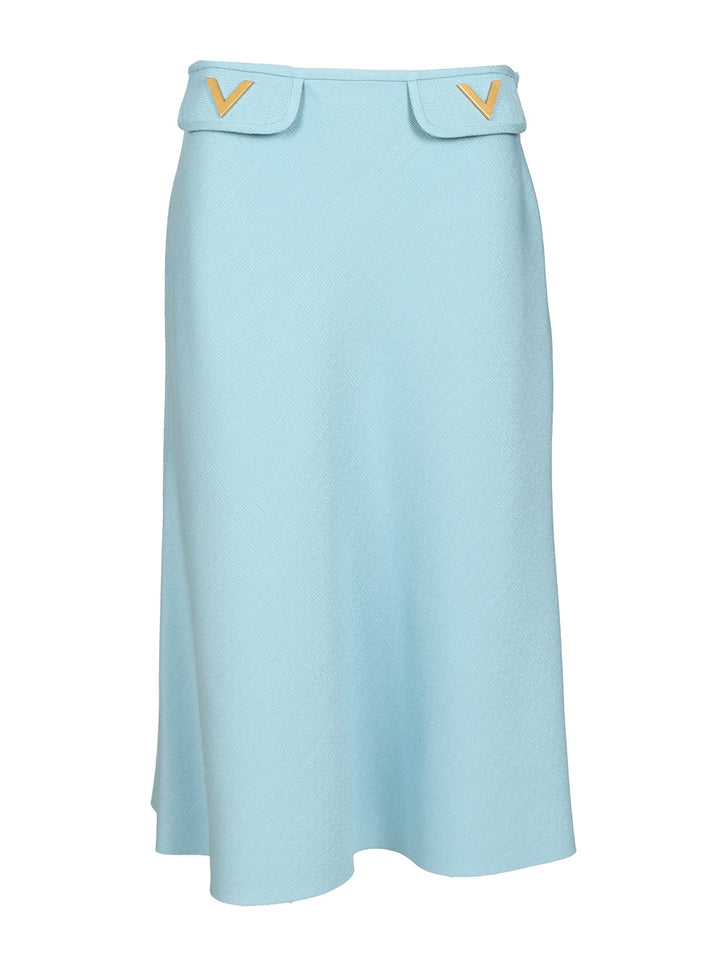 Valentino Garavani Viscose Midi Skirt Skirts - Light blue | 84703720fef7910985bfb85b599da38187f222fc