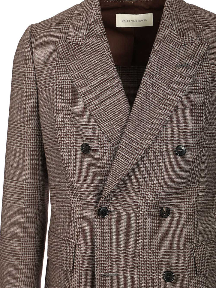 Dries Van Noten Regular Fit Double Breasted Blazer Coats - Brown | 0abb2fc60b7e3e27f6241f4444b6102680ae9d85