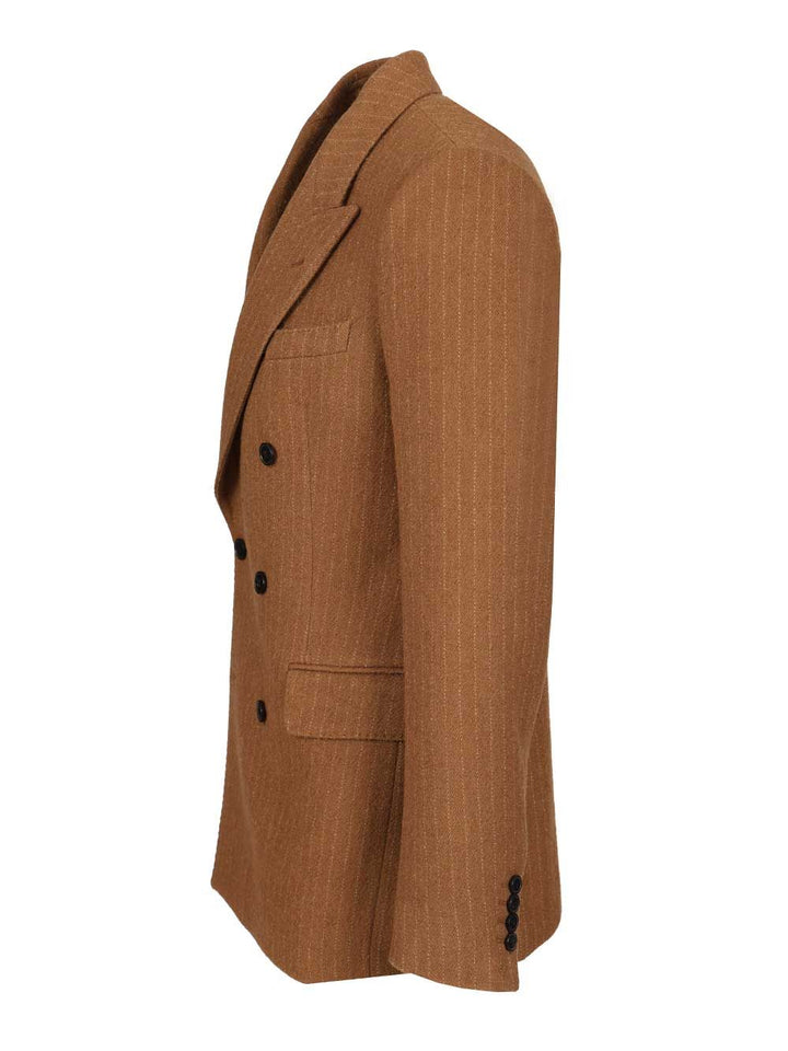 Dries Van Noten Regular Fit Double Breasted Blazer Coats - Brown | 33be1f2e3203057bcbc5b95e2811b381190f001d