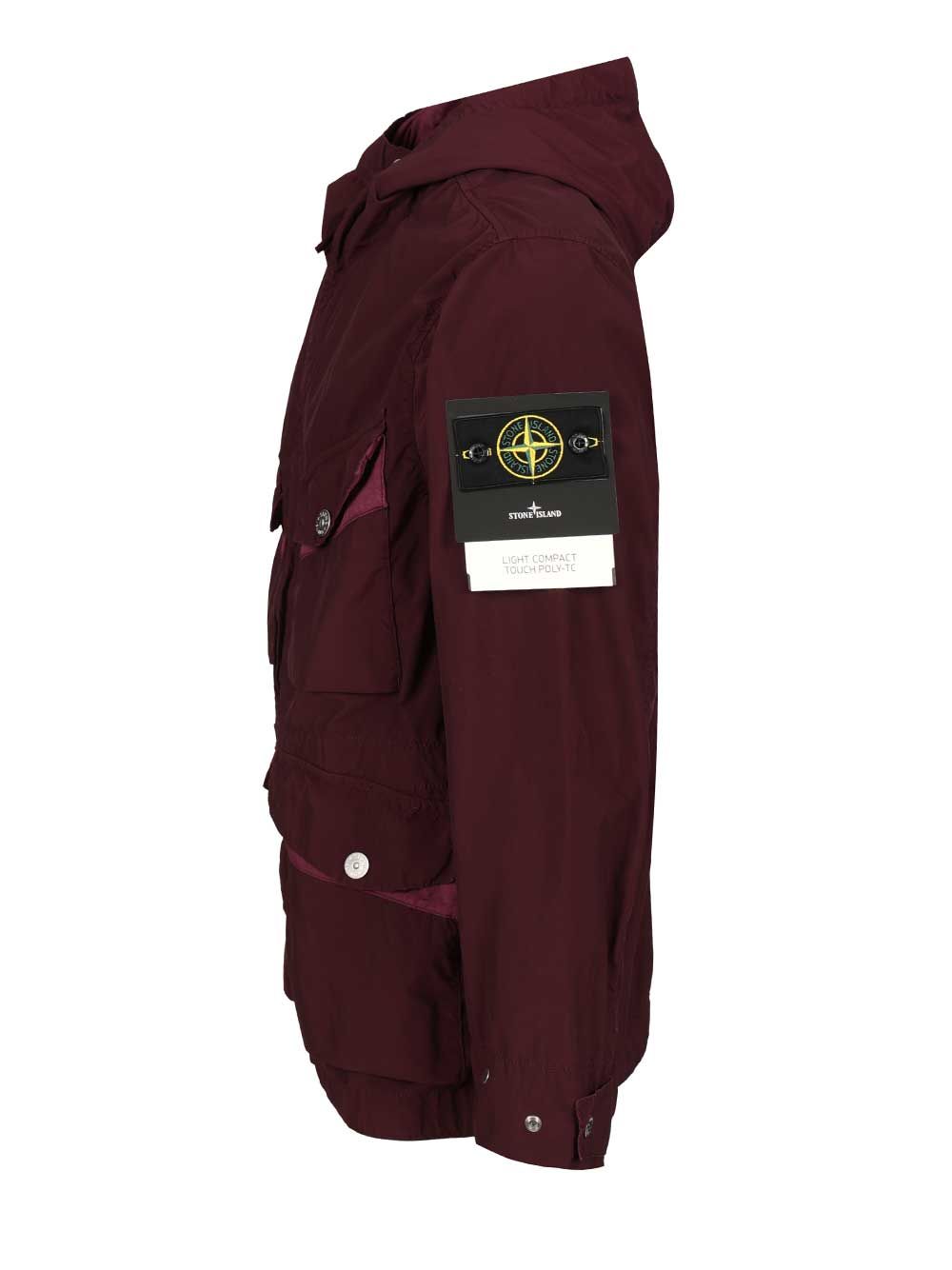 Stone Island Hooded Jacket Coats - Bordeaux | 933d50c4154f8778a007b831567750e0b6b57e0d