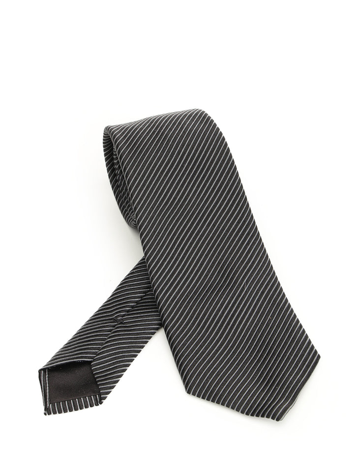 Giorgio Armani Silk And Cotton Tie Ties And Bow Ties - Black | 6317ca285e46a914705dbe4227c8d117a29a9003