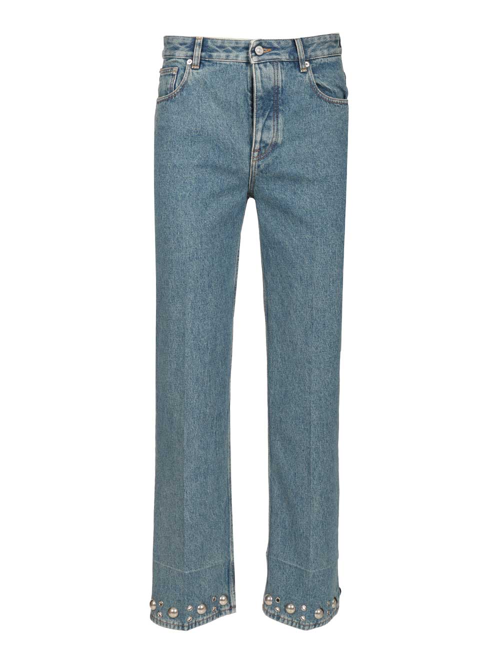 Valentino Garavani Denim Trousers With Cabochons Jeans - Blue | 700c0377b5b11dc8a3e8b497ddb5dac3bc7df555