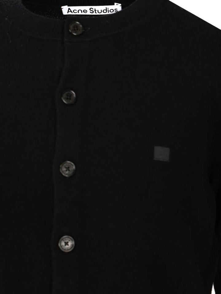 Acne Studios Crew Neck Wool Cardigan Knitwear - Black | d46a8a9c93027257905c8d29613d6f4ecefc2677