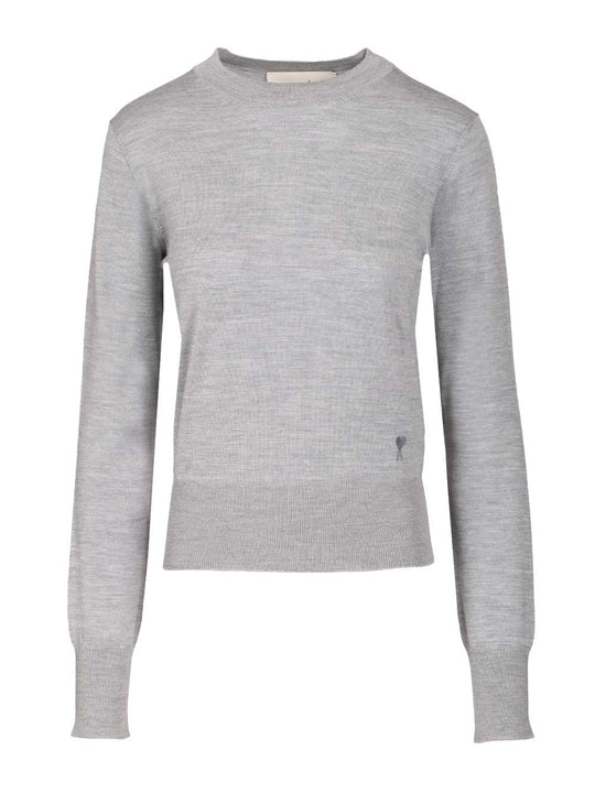 Crew Neck Sweater In Wool And Silk Knitwear Grey