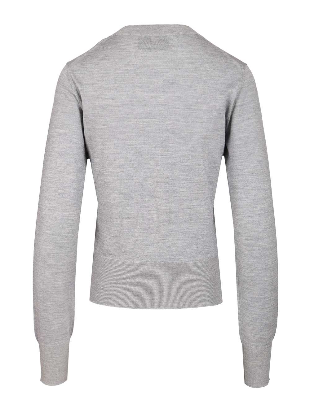 Ami Crew Neck Sweater In Wool And Silk Knitwear - Grey | fe3aae2a0e6a6be6b3f964ce60220f7803e2b0a6