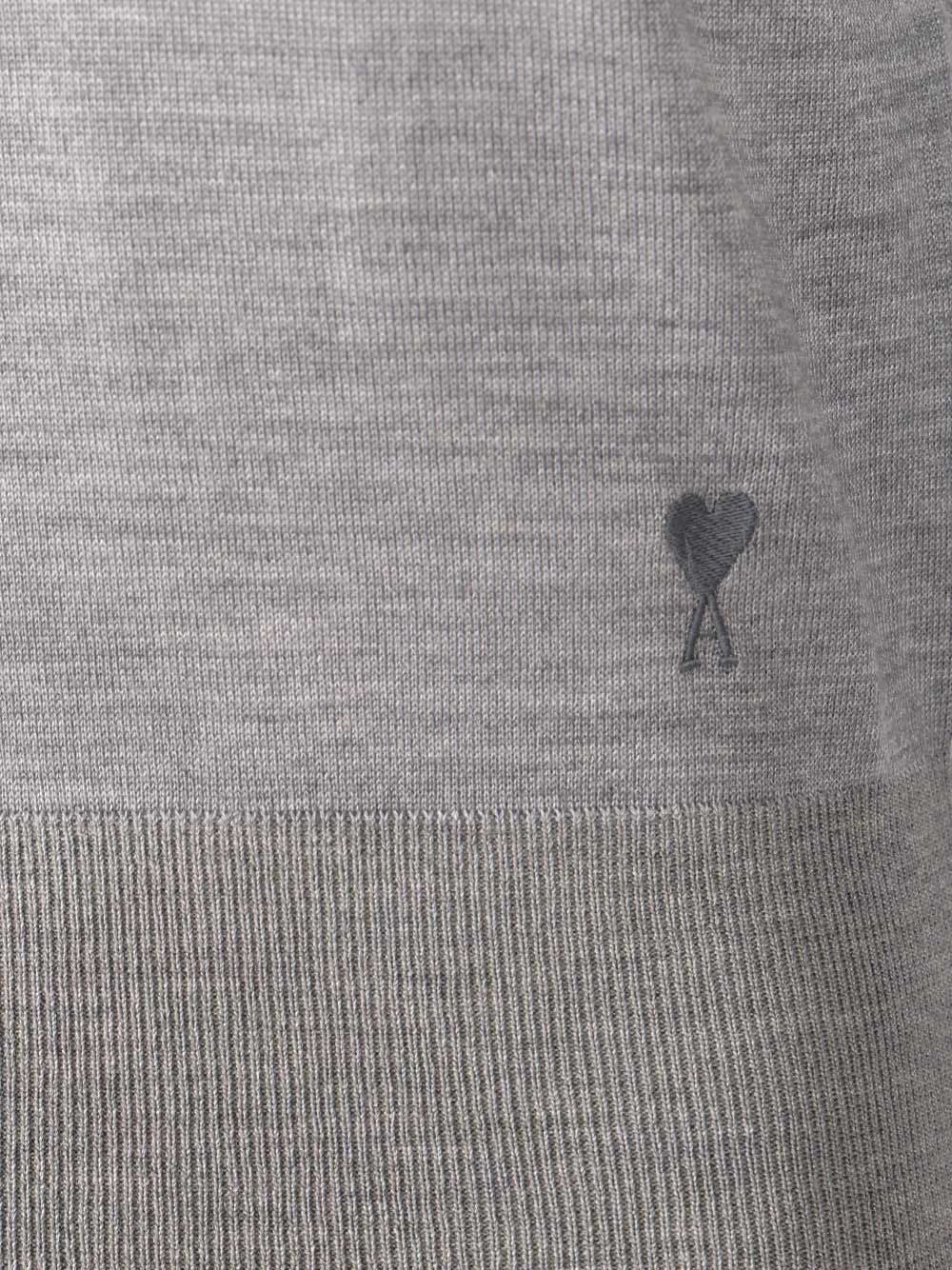 Ami Crew Neck Sweater In Wool And Silk Knitwear - Grey | 4663b32d731c7d2a5e9b98a9584f17a990f4e6c4