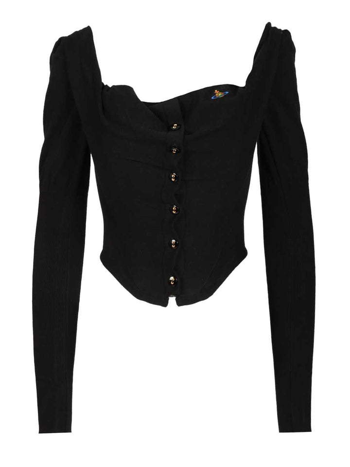 Vivienne Westwood Knitted Cardigan Corset Bea Tops - Black | e8f2d28243e80b7c34fe9789b75c261cbbbe749c
