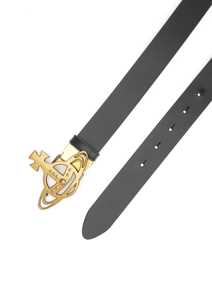 Vivienne Westwood Leather Belt With Orb Buckle Belts - Black | c370822a9cf01efbcc87ad5dd1a56a611c650d28