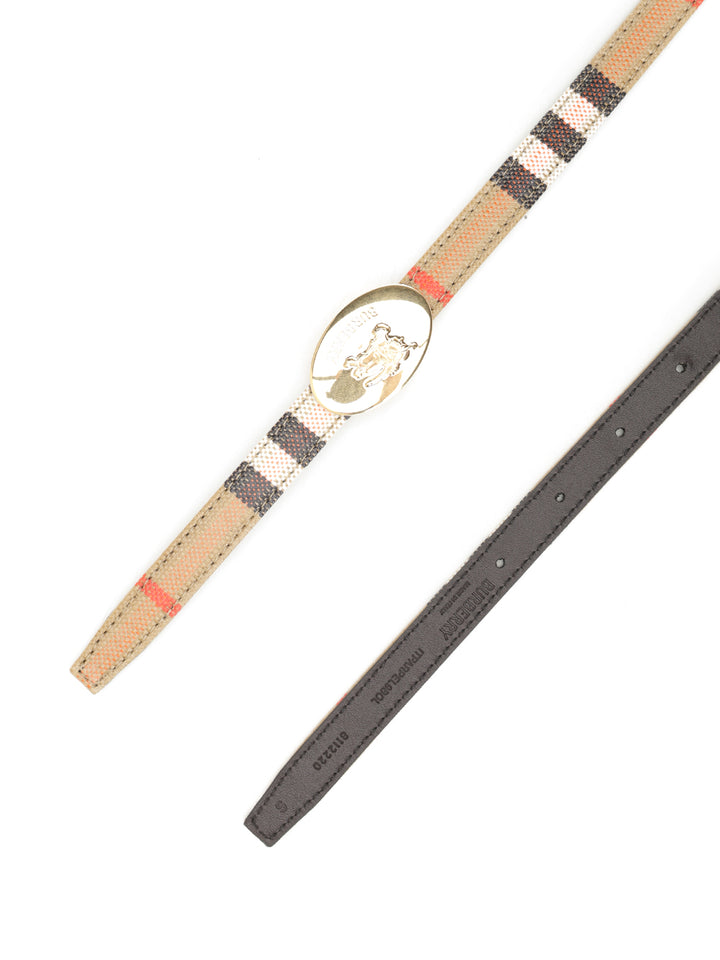 Burberry Knight Stamp Check Slim Reversible Belt Belts - Beige | af916bbccd382453e31f25286fbafd5a8bc5fac0