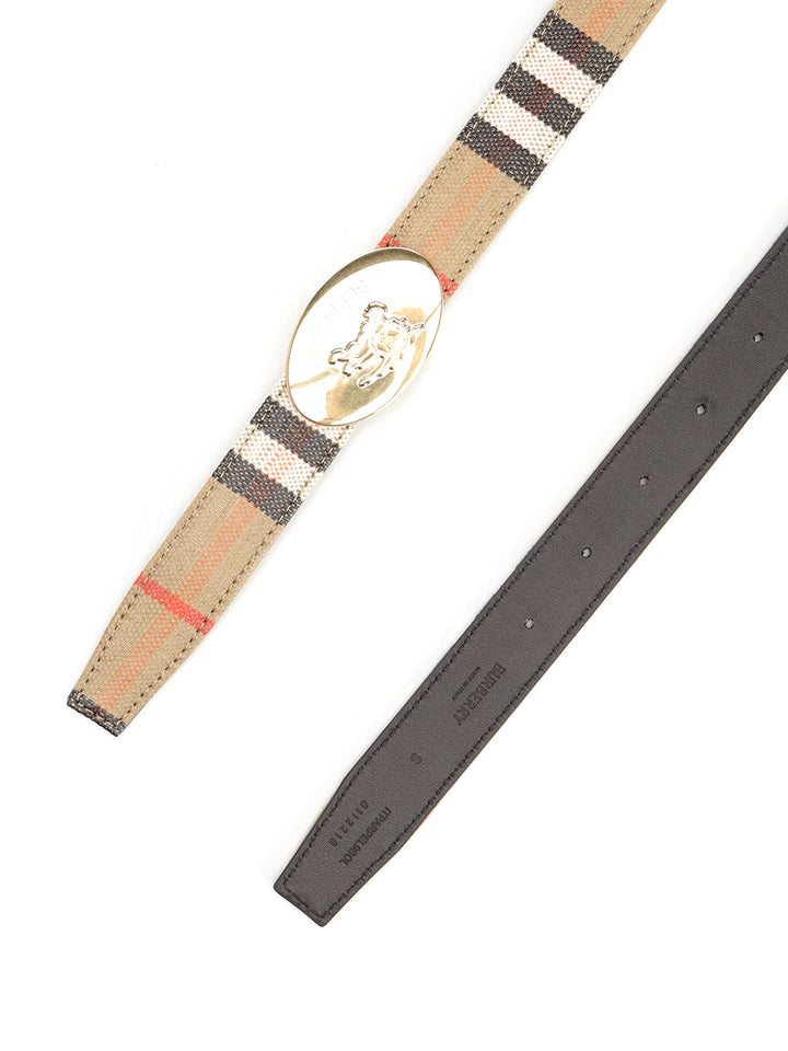 Burberry Reversible Knight Stamp Check Belt Belts - Beige | dec398be7a995401309f808e7a99f86d6d14bfcd