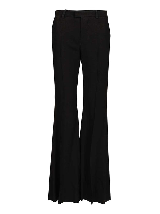 Flared Trousers In Black Flowing Viscose Jeans Black