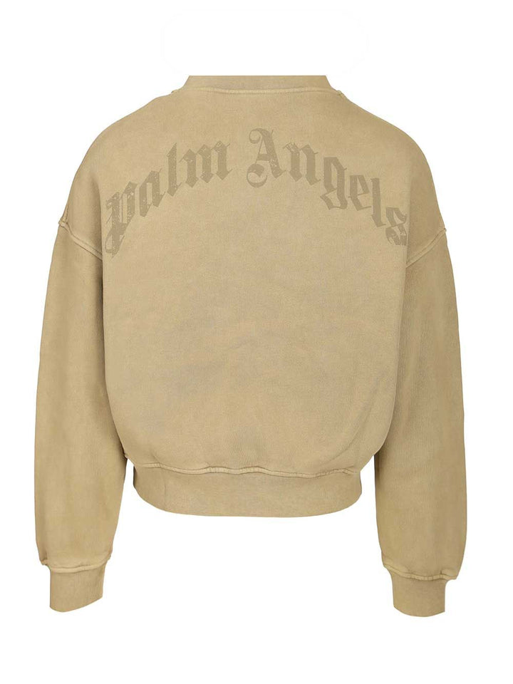 Palm Angels Curved Logo Sweatshirt Sweatshirts - Green | 7e847ef5de1e439443ef7cbb4fac8dbbc2570d96