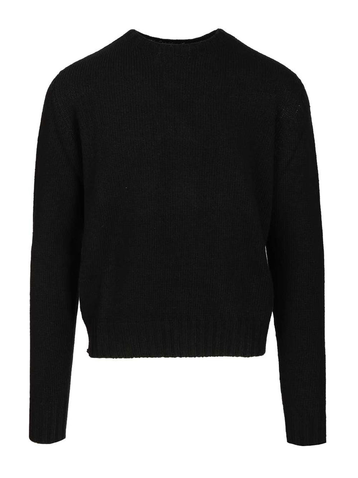 Palm Angels Curved Logo Sweater Sweatshirts - Black | 184ac426c5fd260bda4e630a7e20ebc932950a94