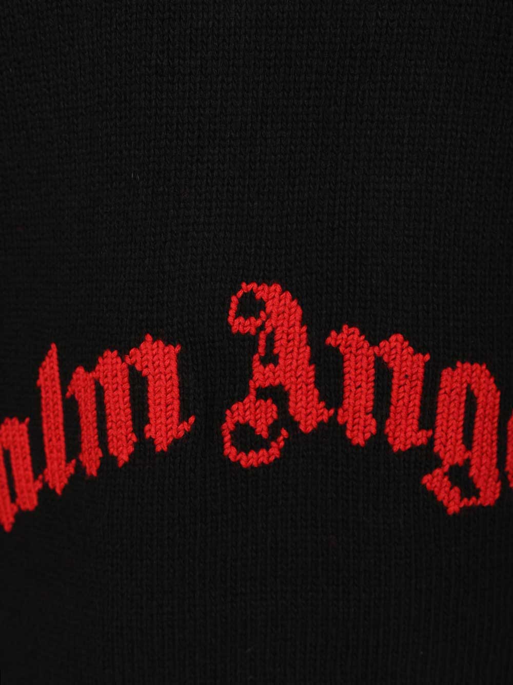 Palm Angels Curved Logo Sweater Sweatshirts - Black | d07d9554229057cccb03b47b6f31e676967d80a8