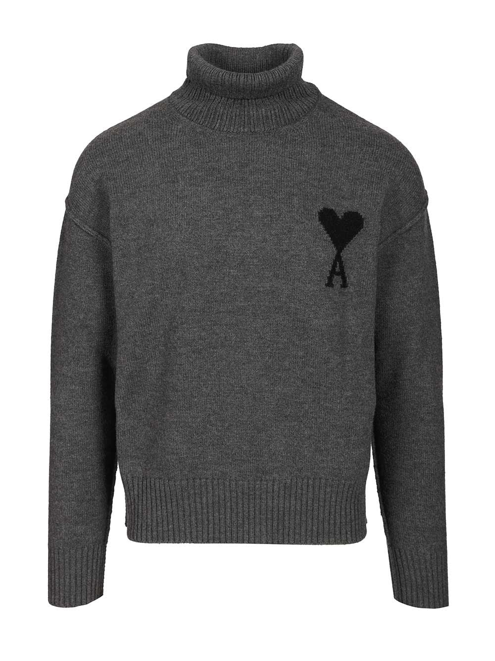 Ami Ami De Coeur Turtleneck Sweater Sweatshirts - Grey | 51b3770aa5f506f7c08220f1195f981549f3a336