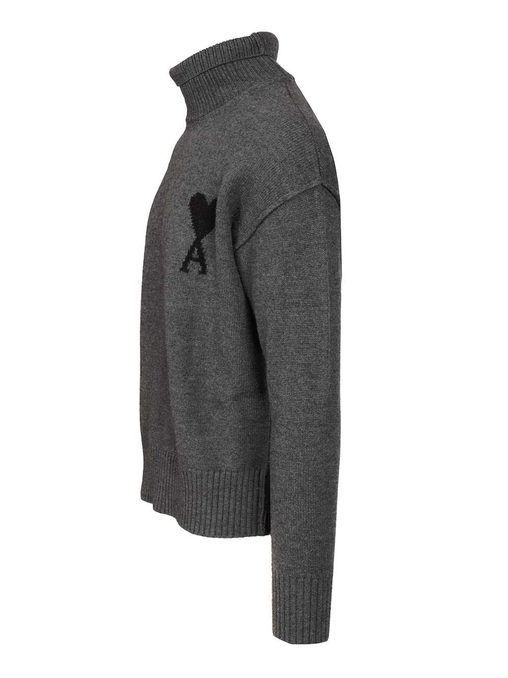 Ami Ami De Coeur Turtleneck Sweater Sweatshirts - Grey | 11c254115480e6fb60af66e0ae77edea1c30ed82