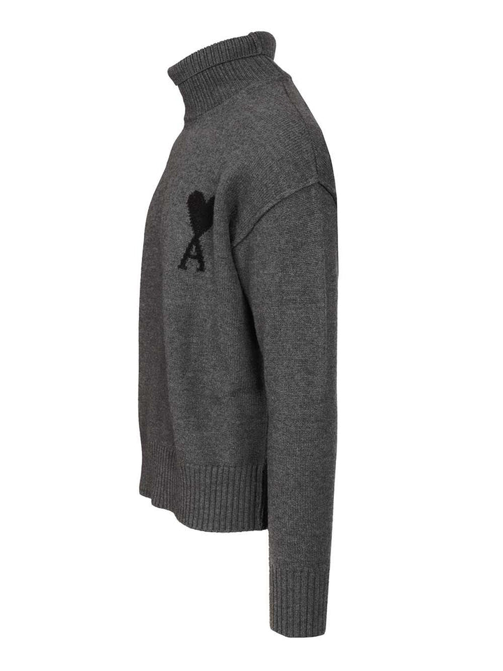 Ami Ami De Coeur Turtleneck Sweater Sweatshirts - Grey | 11c254115480e6fb60af66e0ae77edea1c30ed82