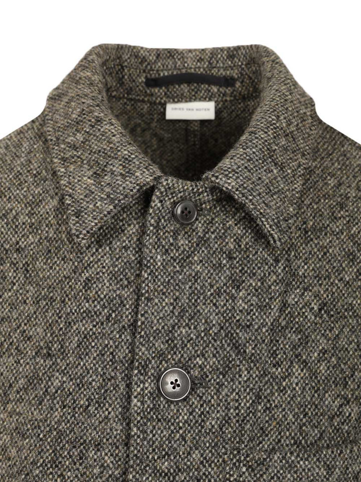 Dries Van Noten Wool Blend Jacket Coats - Grey | 6c40de511d36fb09815f00c2751987ad17f6fbb4