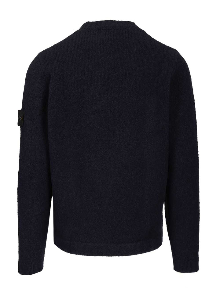 Stone Island Organic Cotton Crew Neck Sweater With English Ribs Knitwear - Blue | a33a582bf80081a25518fc2a5d88a6505739cd62