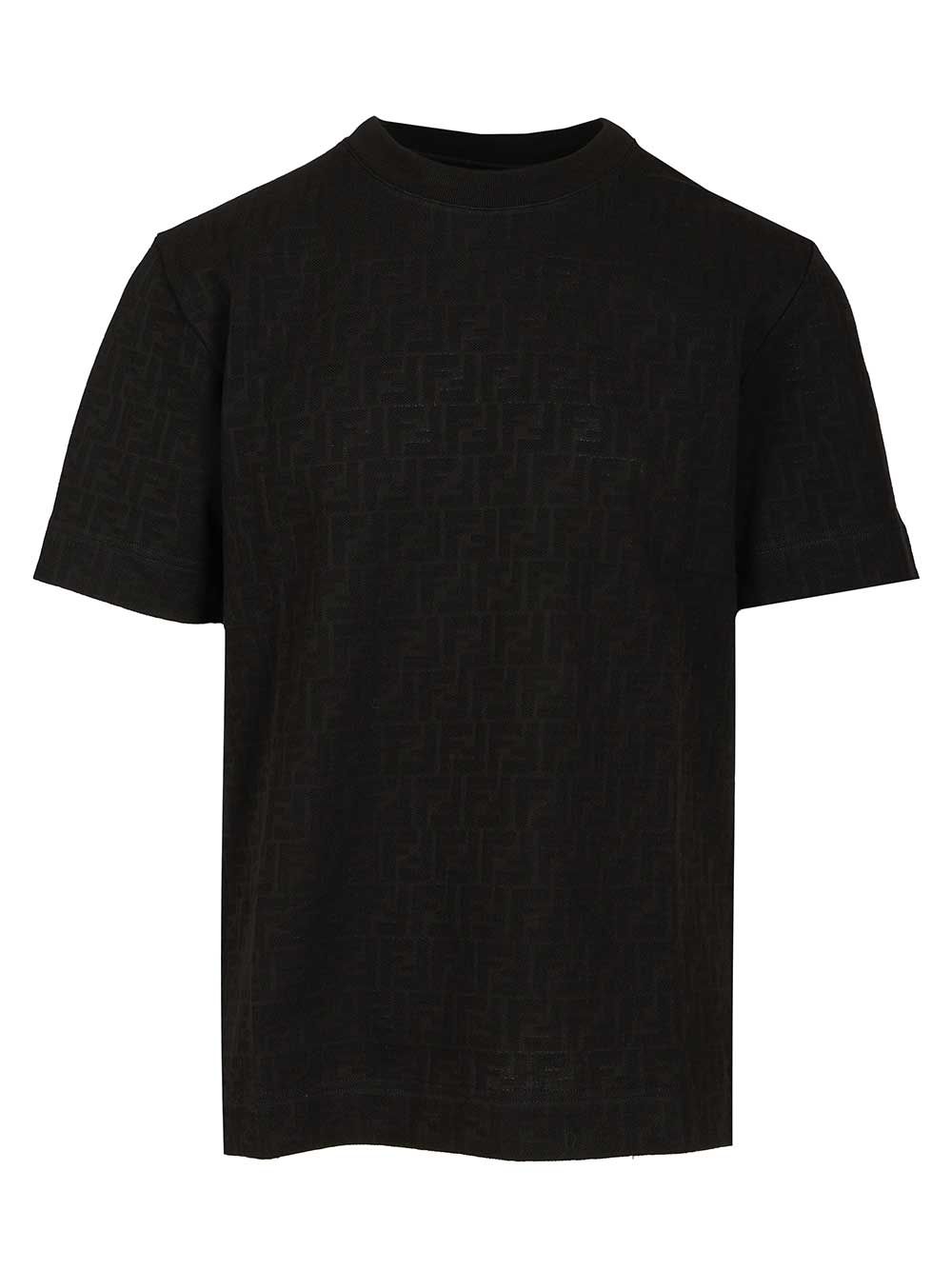 Fendi In Black Ff Piquet Jacquard T-Shirt - Black | dc8d224803beaf81485407cae0888f2717ad08c3