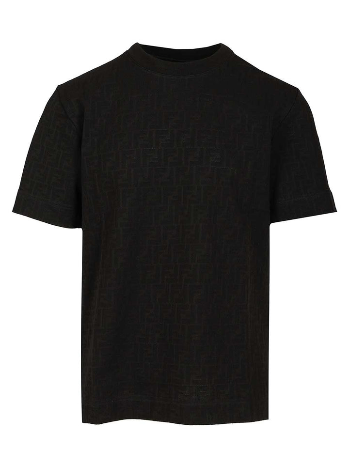 Fendi In Black Ff Piquet Jacquard T-Shirt - Black | dc8d224803beaf81485407cae0888f2717ad08c3