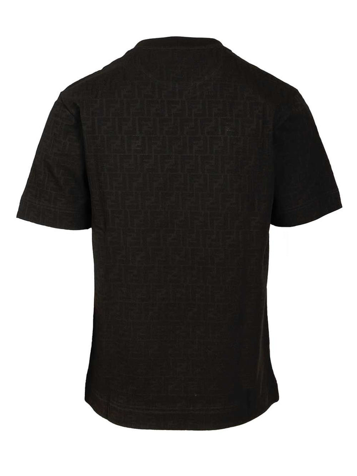 Fendi In Black Ff Piquet Jacquard T-Shirt - Black | ce93bd56487196fee130290d5b110f2159796c4f