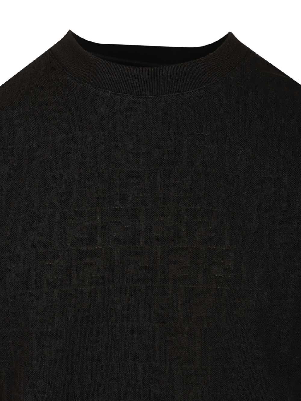 Fendi In Black Ff Piquet Jacquard T-Shirt - Black | bea8db189ec7254a897dad18dbbc99e03e57291a