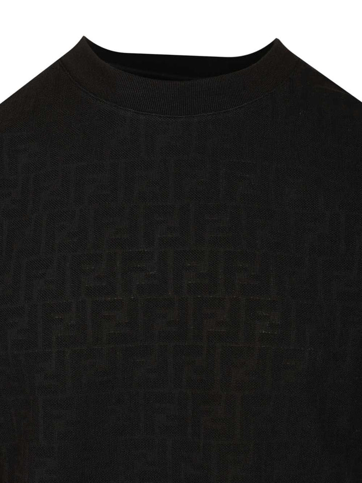 Fendi In Black Ff Piquet Jacquard T-Shirt - Black | bea8db189ec7254a897dad18dbbc99e03e57291a