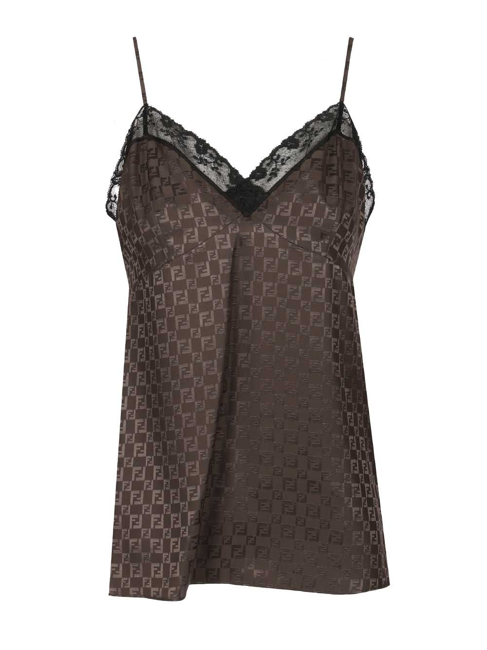 Fendi Silk Top Tops - Brown | be44a87bd404c9aa690e4c65f36742596ee9f0f5