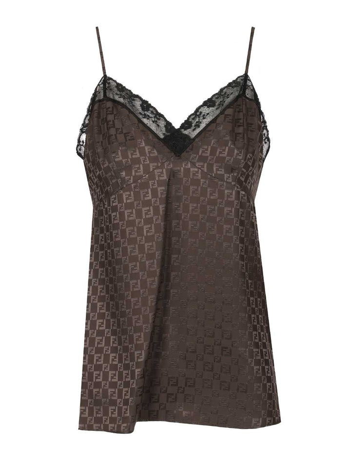 Fendi Silk Top Tops - Brown | be44a87bd404c9aa690e4c65f36742596ee9f0f5