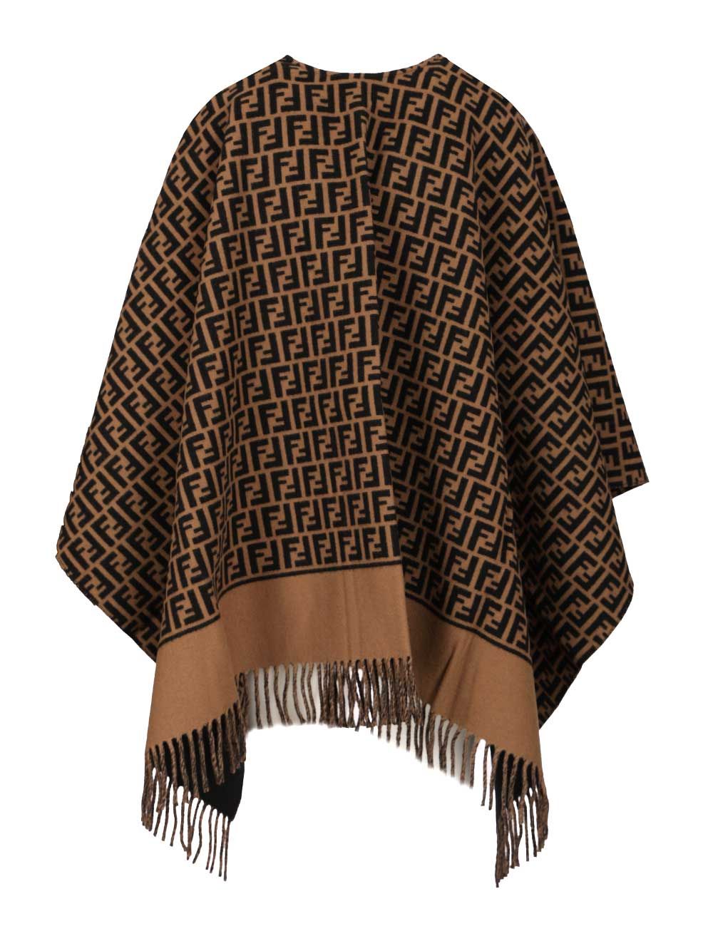 Fendi Wool And Cashmere Poncho Scarves And Foulards - Brown | 55c4bd16b0ac7470082e7f9057cfcfd5a1f2b4b7