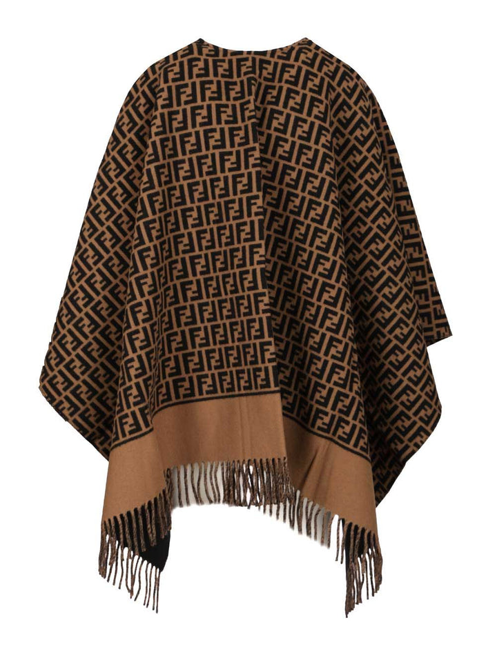 Fendi Wool And Cashmere Poncho Scarves And Foulards - Brown | 55c4bd16b0ac7470082e7f9057cfcfd5a1f2b4b7
