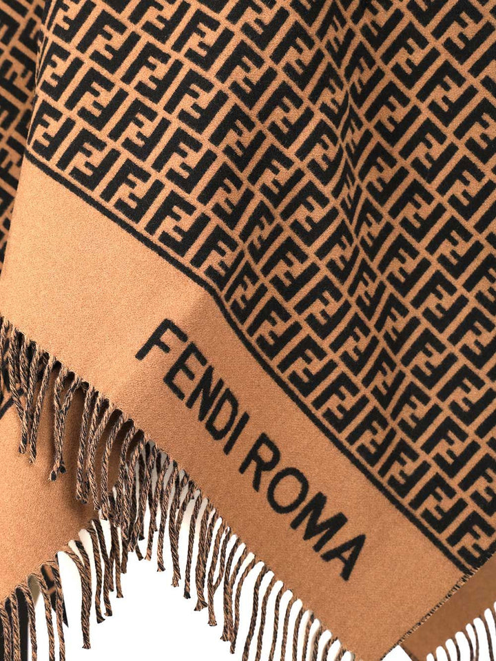 Fendi Wool And Cashmere Poncho Scarves And Foulards - Brown | 029fe46fc2e48b8d19d691db0c64bd276fcd6307