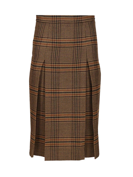 Prince Of Wales Midi Skirt Skirts Brown