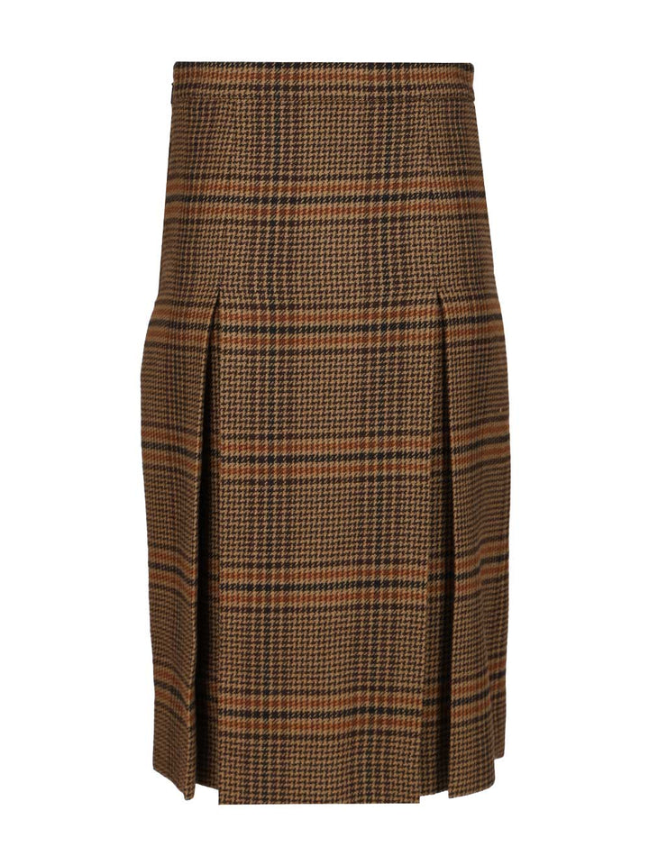 Saint Laurent Prince Of Wales Midi Skirt Skirts - Brown | 7086e7955aeef01606886754a410cdaddbcb1be0