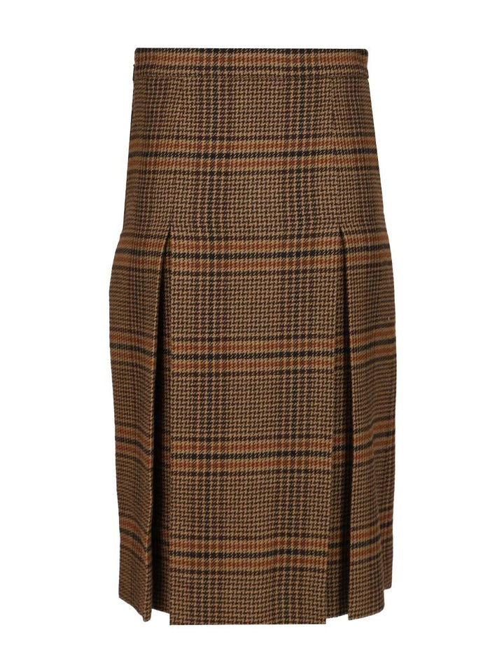 Saint Laurent Prince Of Wales Midi Skirt Skirts - Brown | dac8b8f25bf709d6a317578e7bad7b9c26707df3