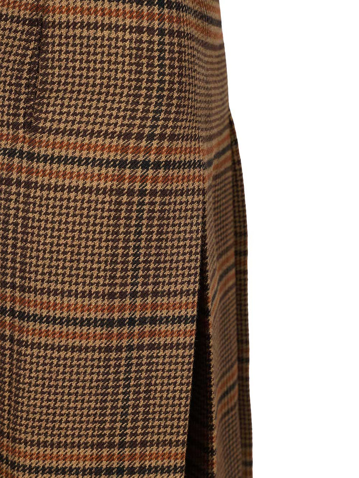 Saint Laurent Prince Of Wales Midi Skirt Skirts - Brown | 351f6fb6765305a6a125ad30982535e19ccff8c9
