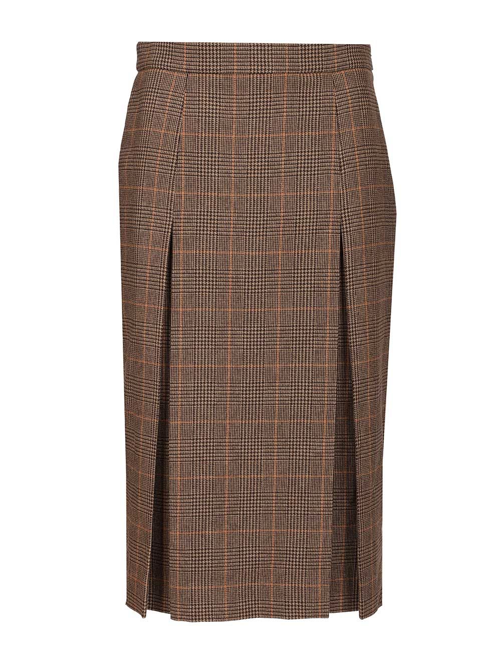 Saint Laurent Prince Of Wales Midi Skirt Skirts - Brown | 10b2f5c14b81edd87f102051e1958faa4dc95167