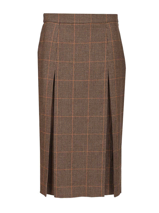 Prince Of Wales Midi Skirt Skirts Brown