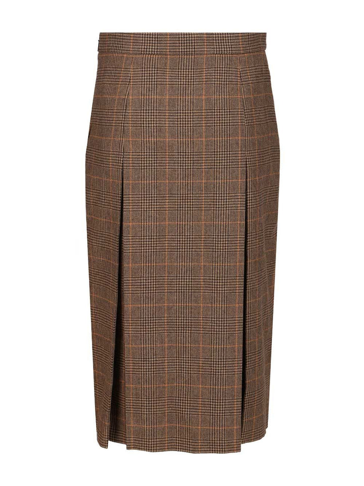 Saint Laurent Prince Of Wales Midi Skirt Skirts - Brown | dd544058d96317c51286aabba70df37ce40b122a