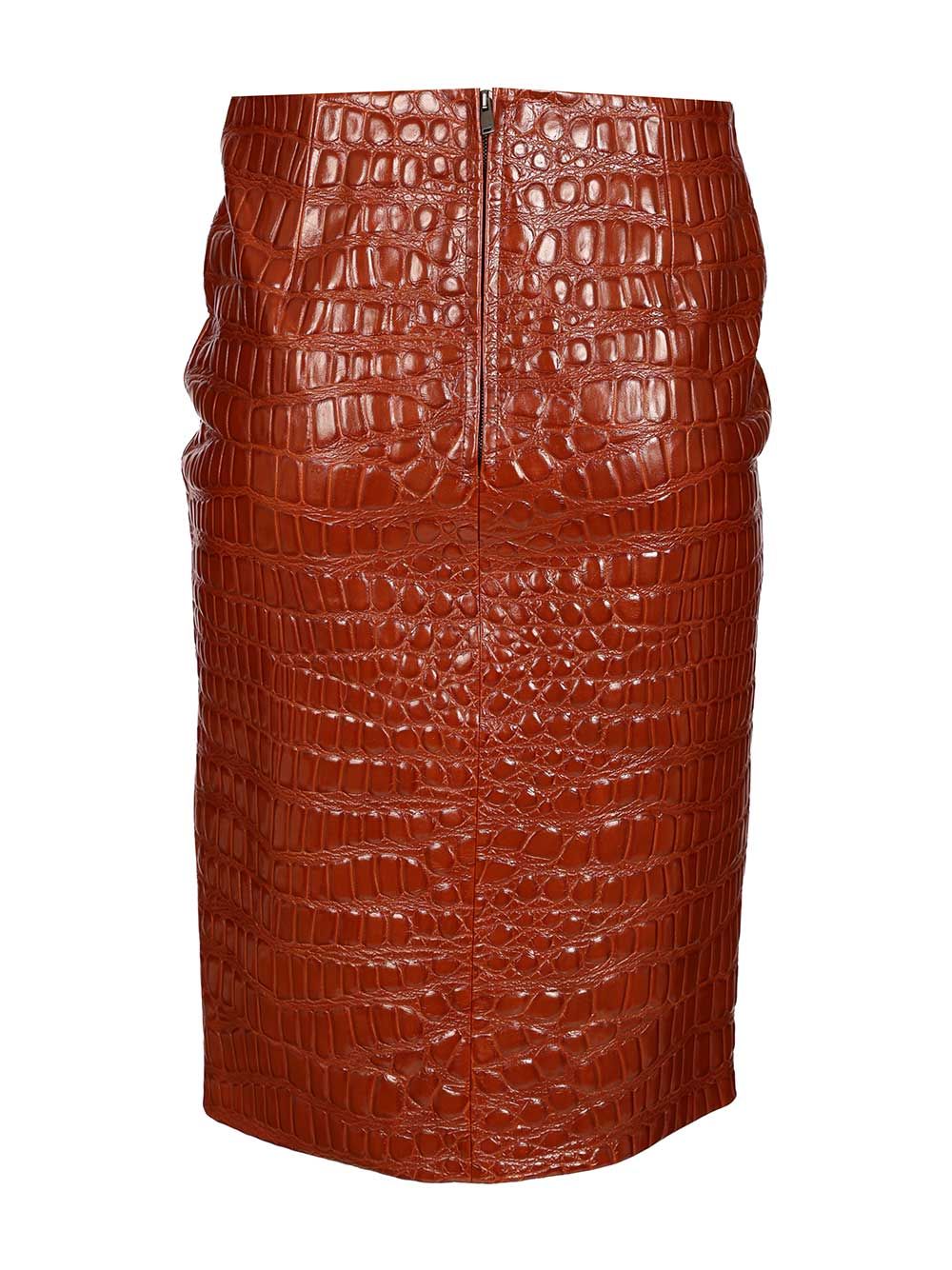 Saint Laurent Crocodile Embossed Leather Skirt Skirts - Brown | 6a504929a2ad72544c51f1b93013d571dc1d168f