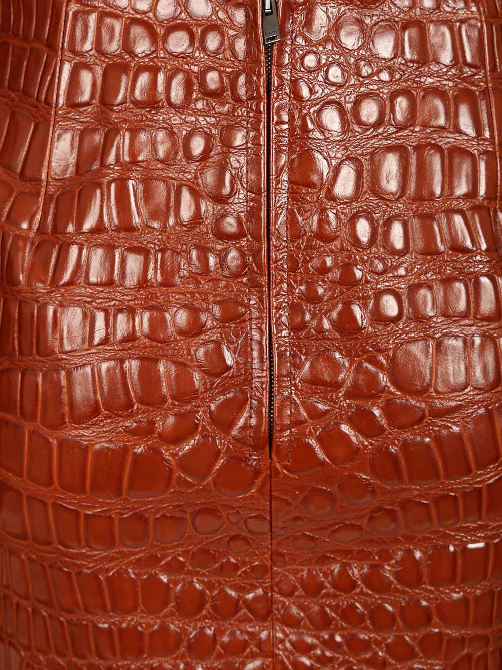 Saint Laurent Crocodile Embossed Leather Skirt Skirts - Brown | ded3382113bada146011aff2f883210be7b6f132