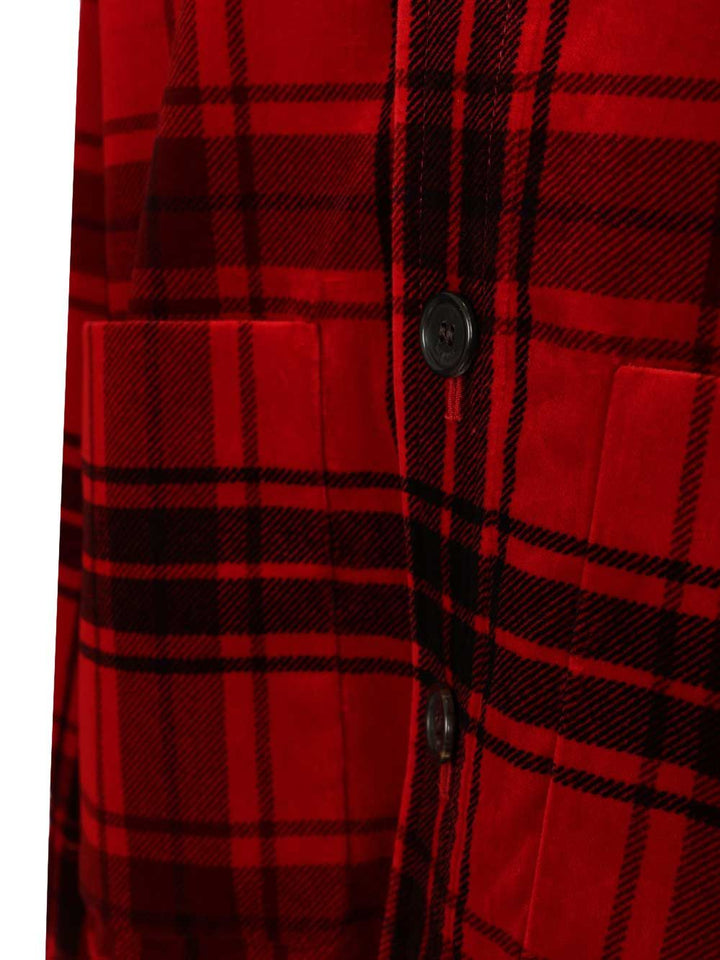 Saint Laurent Tartan Velvet Jacket Shirts - Red | 2ba3bea284e8d28ddc249526710e56526f76d698